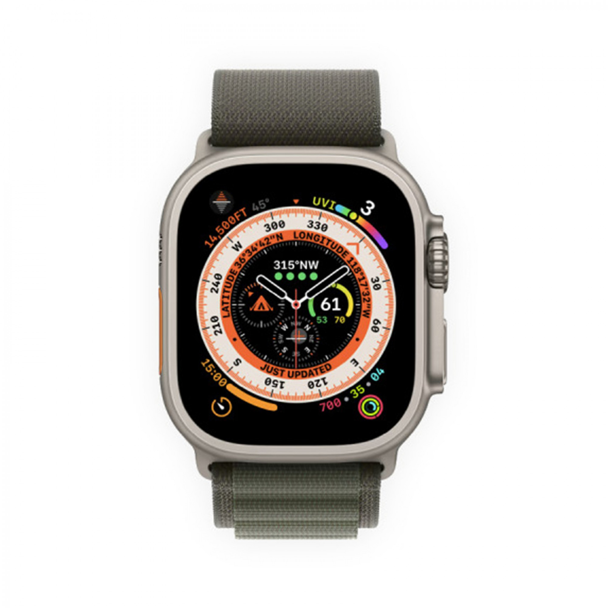 Apple Watch Ultra GPS + Cellular 49mm Titanium Case with Green Alpine Loop - Medium (MQFN3) б/у
